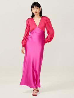 OMNES Francoise Colour Block Maxi Dress, Magenta