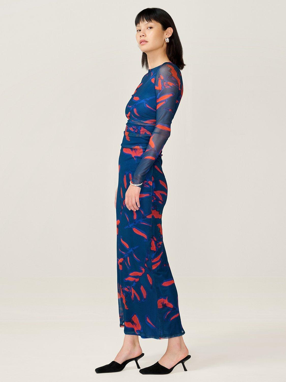 Product image 2 of 4, which shows OMNES Hollis Leaf Print Maxi Dress, Falling Leaf Print, 6