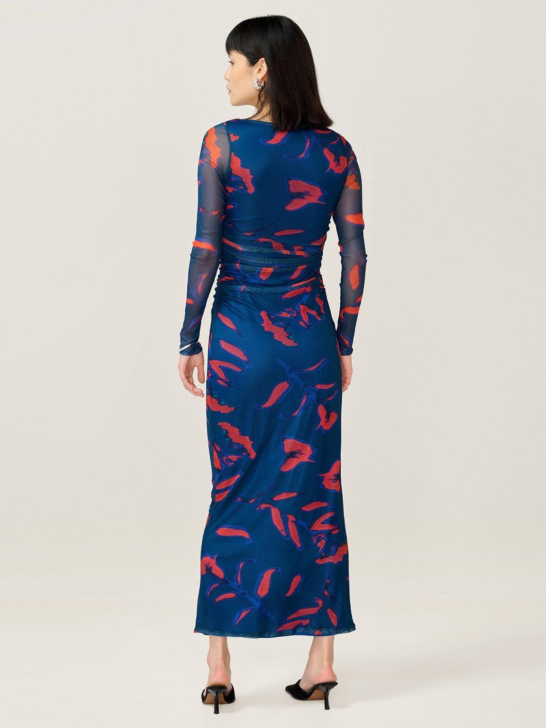 Product image 3 of 4, which shows OMNES Hollis Leaf Print Maxi Dress, Falling Leaf Print, 6