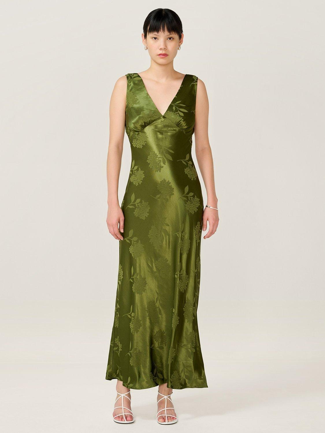 green jacquard a line slip maxi dress Green Chiffon A-Line Slip Maxi Dress & Reviews - Green - Dresses main image 0