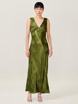 OMNES Iris Floral Jacquard Maxi Dress containing LENZING™ ECOVERO™ Viscose, Pear Green, Pear Green