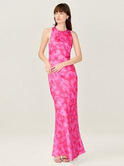 OMNES Jai Floral Satin Dress, Magenta, Magenta