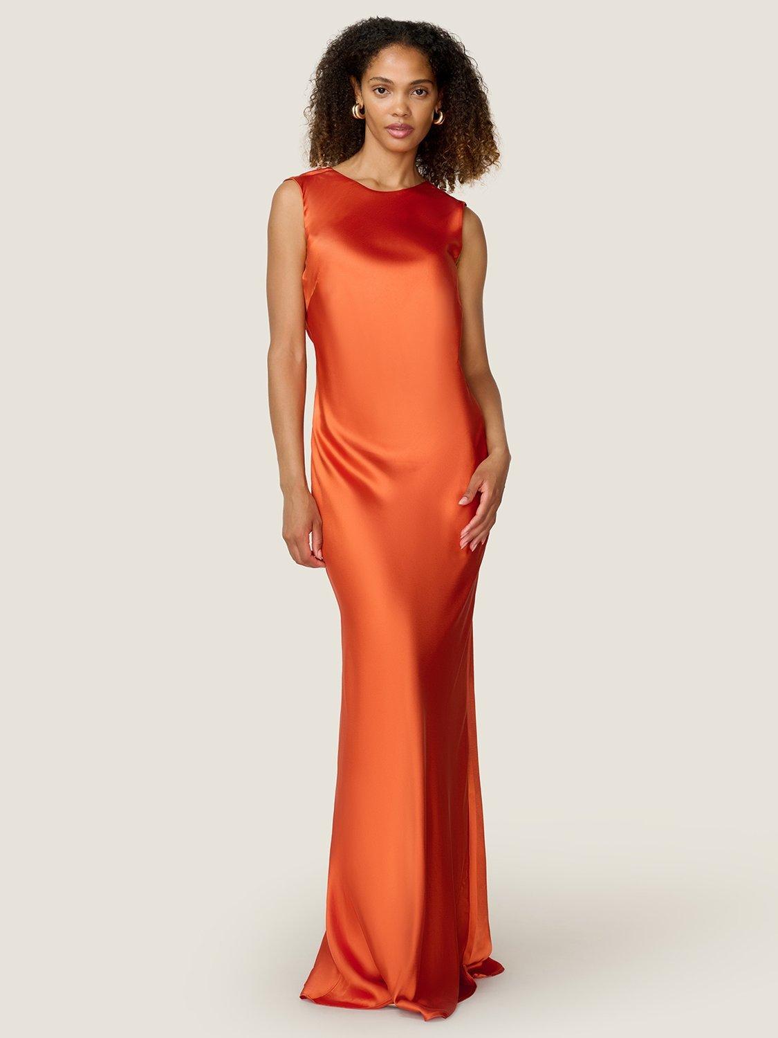 Product image 1 of 5, which shows OMNES Lara Cowl Back Maxi Dress, Tangerine, 6