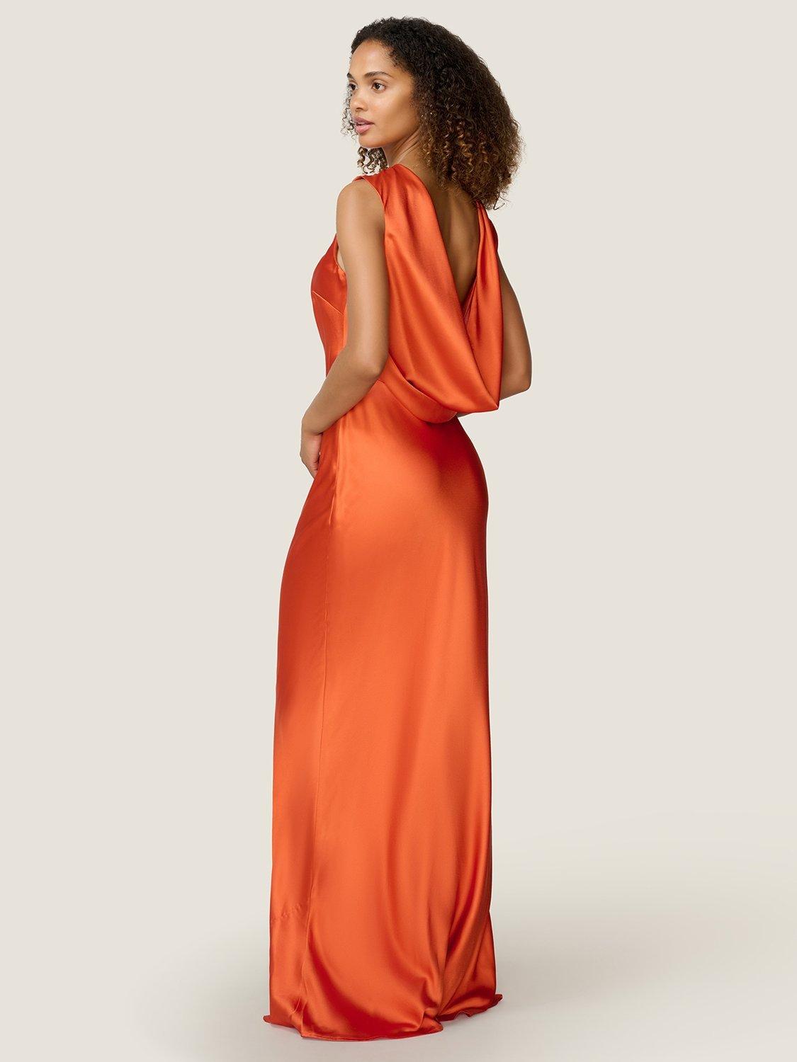 Product image 2 of 5, which shows OMNES Lara Cowl Back Maxi Dress, Tangerine, 6