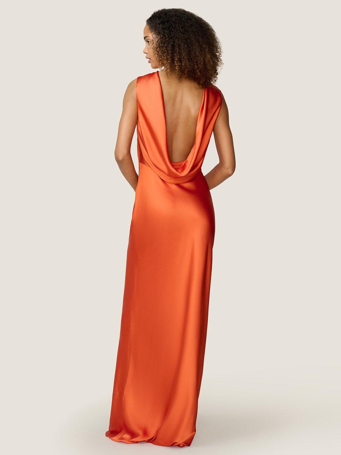 Product image 3 of 5, which shows OMNES Lara Cowl Back Maxi Dress, Tangerine, 6