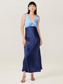 OMNES Maggy Colour Block Midi Dress, Blue/Dark Blue