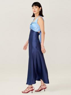 OMNES Maggy Colour Block Midi Dress - view 2, Blue/Dark Blue