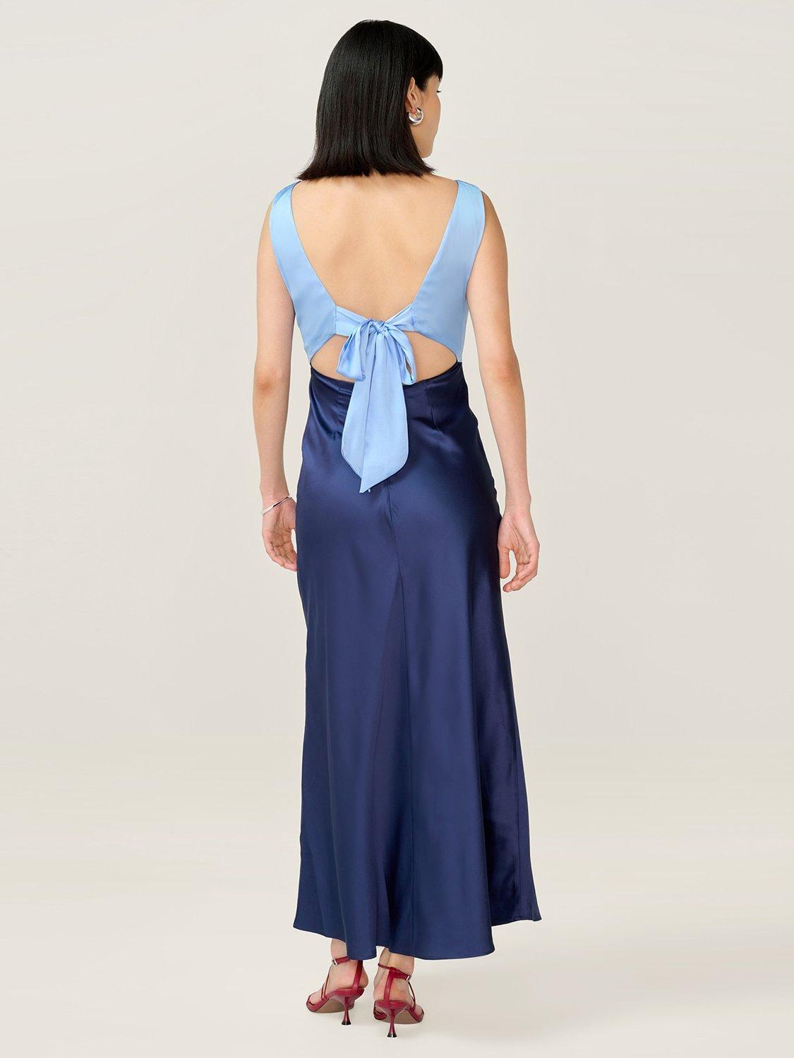 Product image 3 of 4, which shows OMNES Maggy Colour Block Midi Dress, Blue/Dark Blue, 6