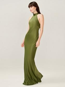 OMNES Milos Halterneck Maxi Dress, Vintage Pink - view 2, Pear Green
