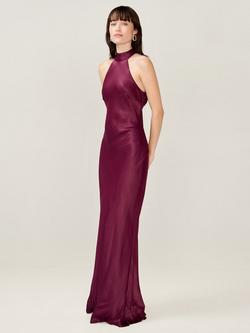 OMNES Milos Halterneck Maxi Dress, Vintage Pink - view 2, Deep Wine