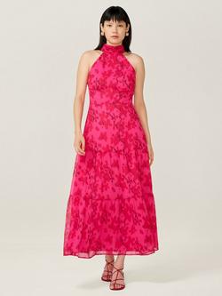 OMNES Maggy Sleeveless Hatlerneck Midi Dress, Pink