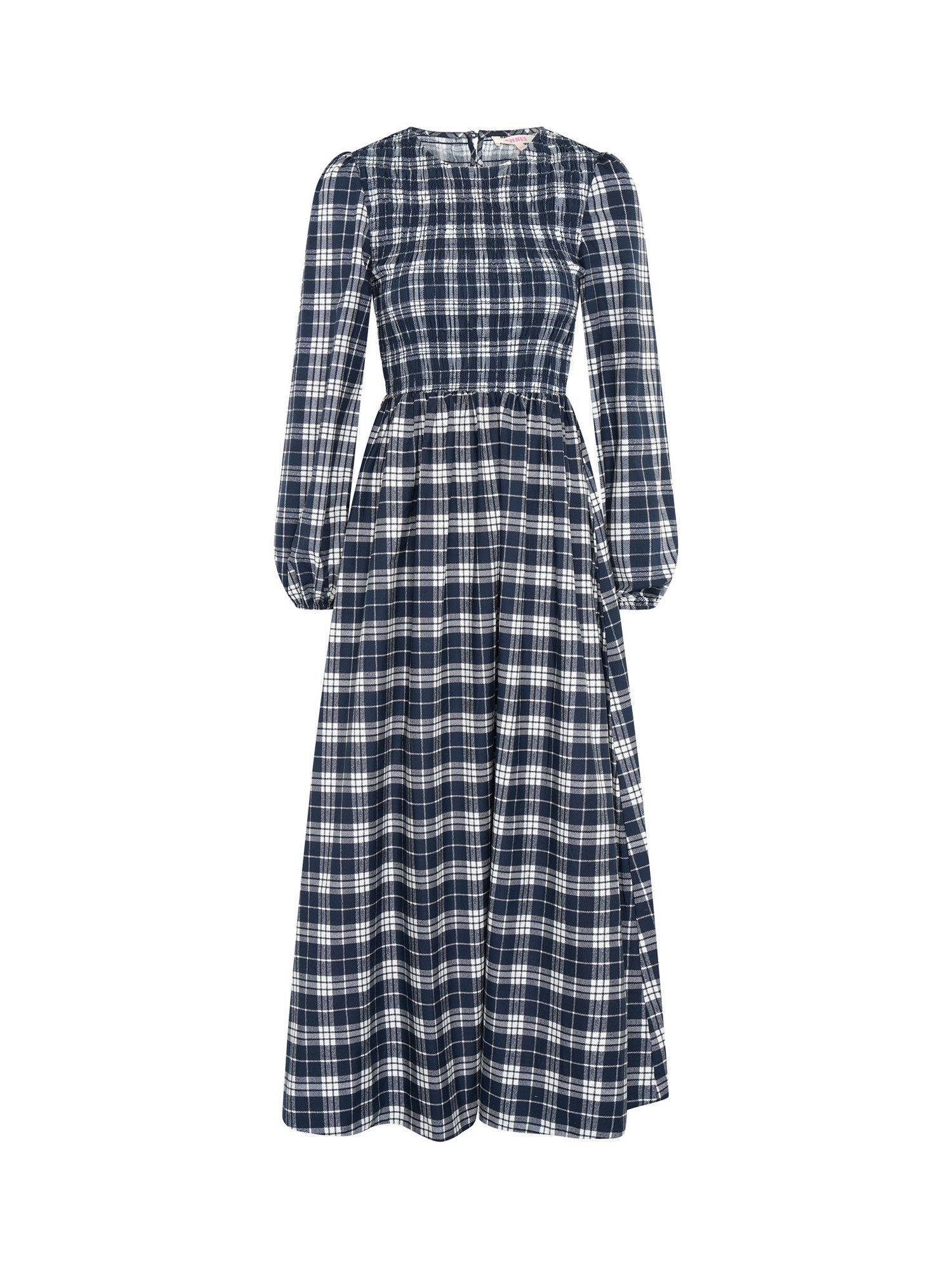 Product image 5 of 5, which shows OMNES Saint Check Midi Dress, Navy Check, 6