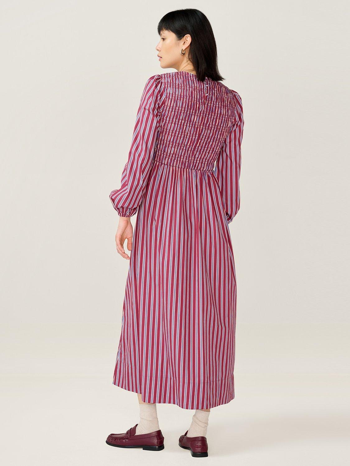 Product image 3 of 4, which shows OMNES Saint Stripe Maxi Dress, Blue/Brown, 6