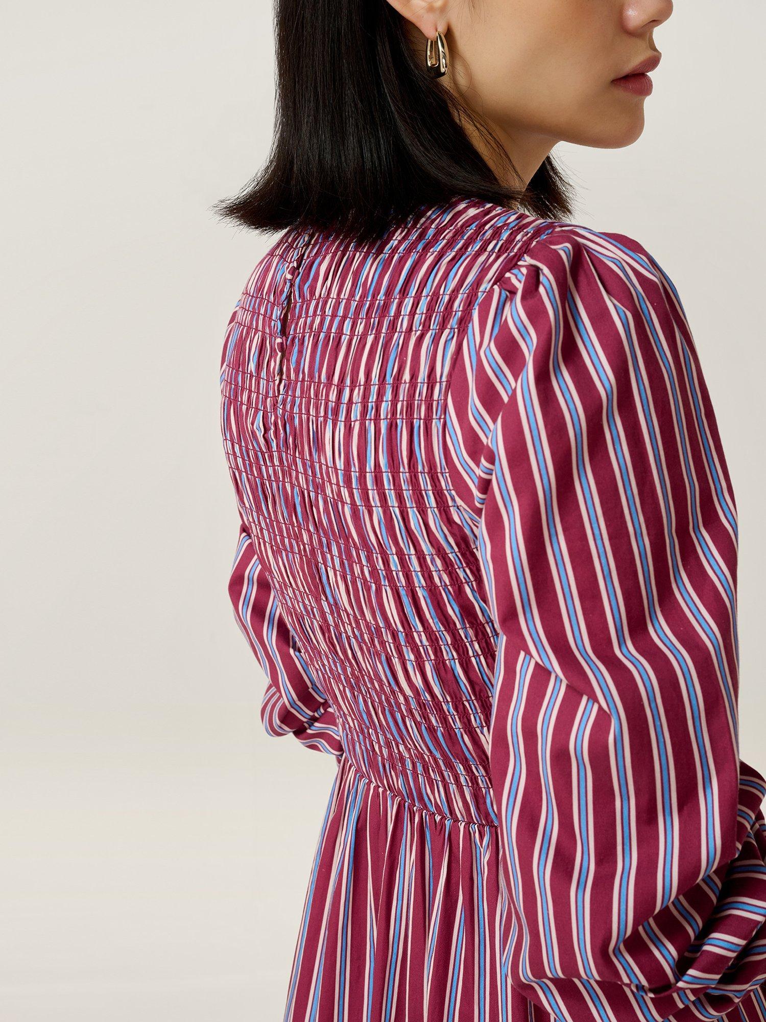 Product image 4 of 4, which shows OMNES Saint Stripe Maxi Dress, Blue/Brown, 6