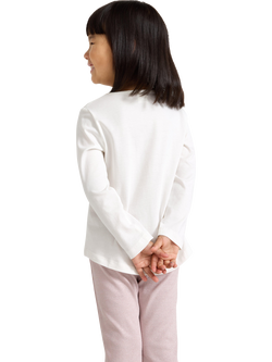Lindex Kids' Cotton Long Sleeve Butterfly Top, Light Dusty White - view 2, Light Dusty White