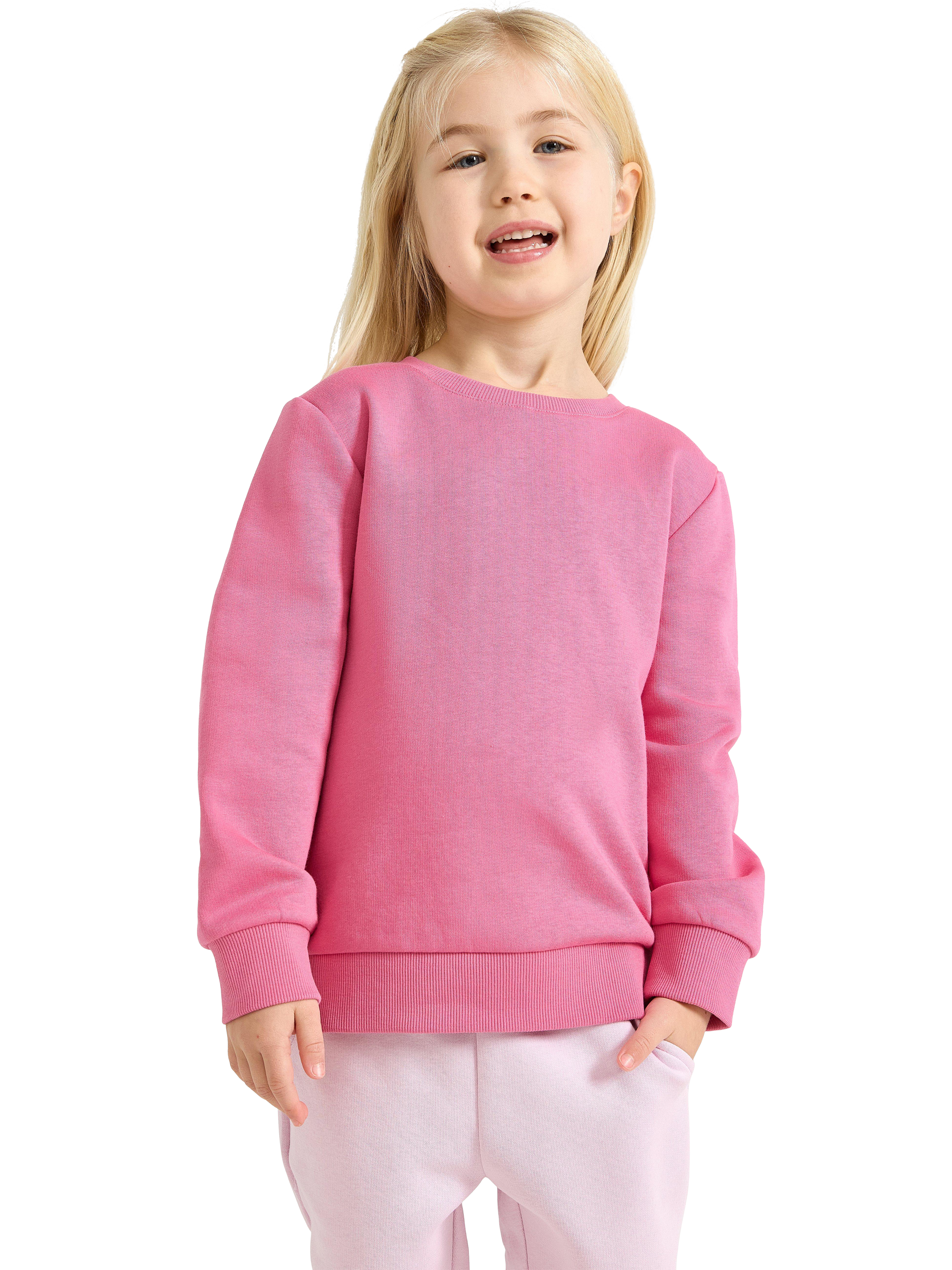 Product image 1 of 6, which shows Lindex Kids' Cotton Blend Crew Neck Sweatshirt, Pink, 18-24 months
