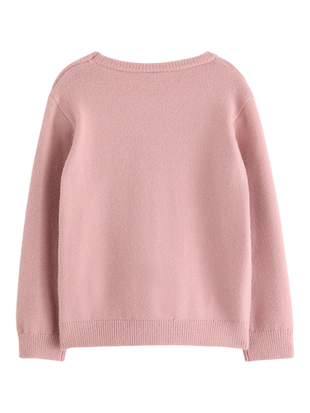Lindex Kids' Long Sleeved Owl Jumper, Dusty Pink - view 2, Dusty Pink