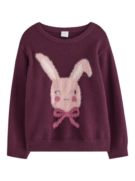 Lindex Kids' Long Sleeved Bunny Jumper, Dark Lilac, Dark Lilac