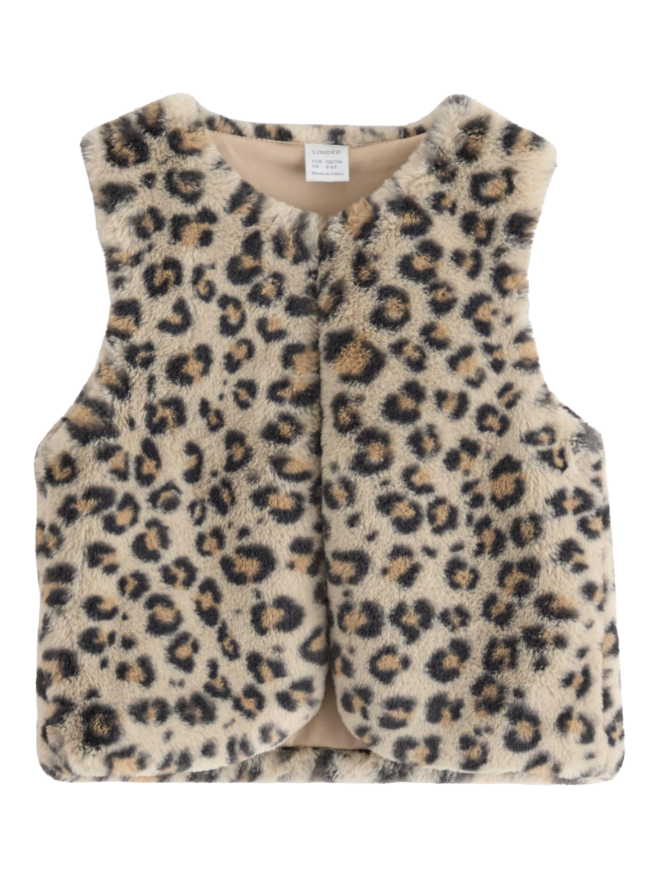 【ORDINARY JOY】Leopard Fur gilet ORDINARY JOY】Leopard Fur gilet Green Leopard Print Faux Fur Gilet