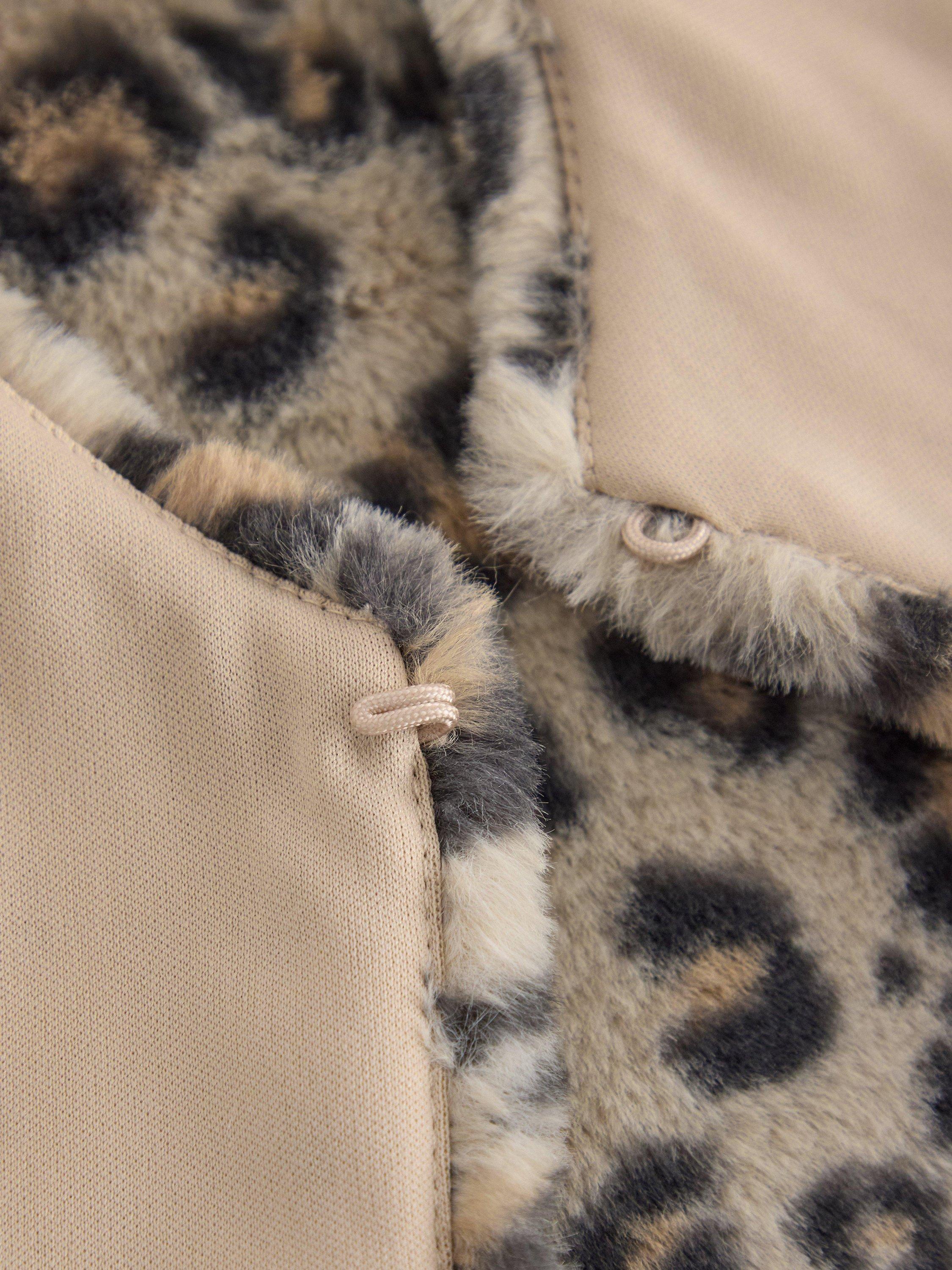 Lindex Kids' Faux Fur Leopard Print Gilet, Black/Multi