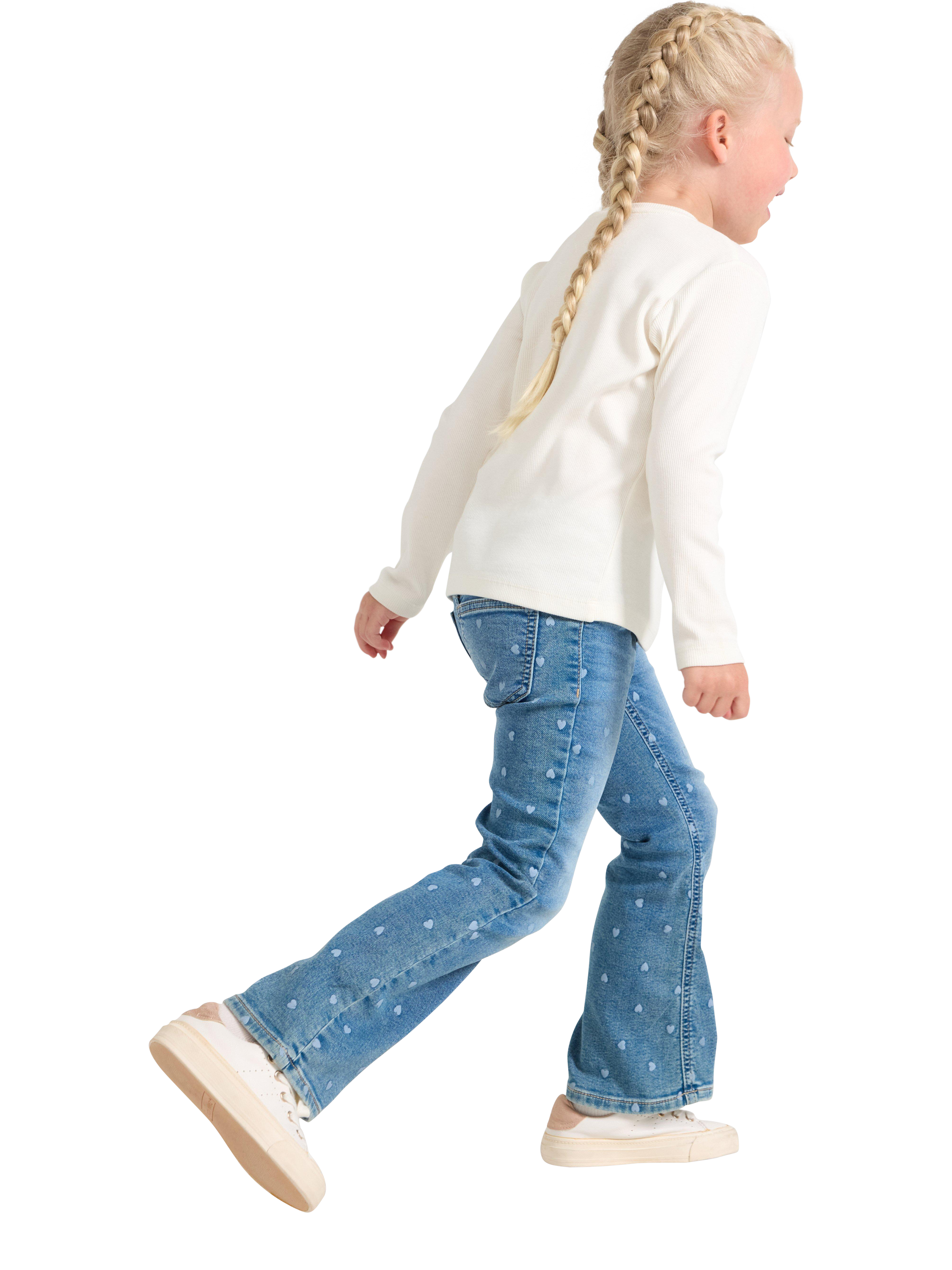 Product image 3 of 6, which shows Lindex Kids' Freyja Denim Flared Jeans, Blue, 3-4 years