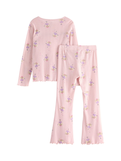 Lindex Kids' Cotton Long Sleeved Fairy Print Pyjama Set, Light Pink - view 2, Light Pink