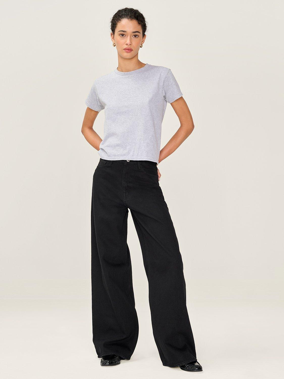 Product image 1 of 5, which shows OMNES Connie Wide Leg Jeans, Washed Black, 6