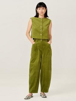 OMNES Kai Barrel Leg Corduroy Trousers, Moss Green
