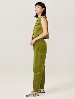 OMNES Kai Barrel Leg Corduroy Trousers - view 2, Moss Green