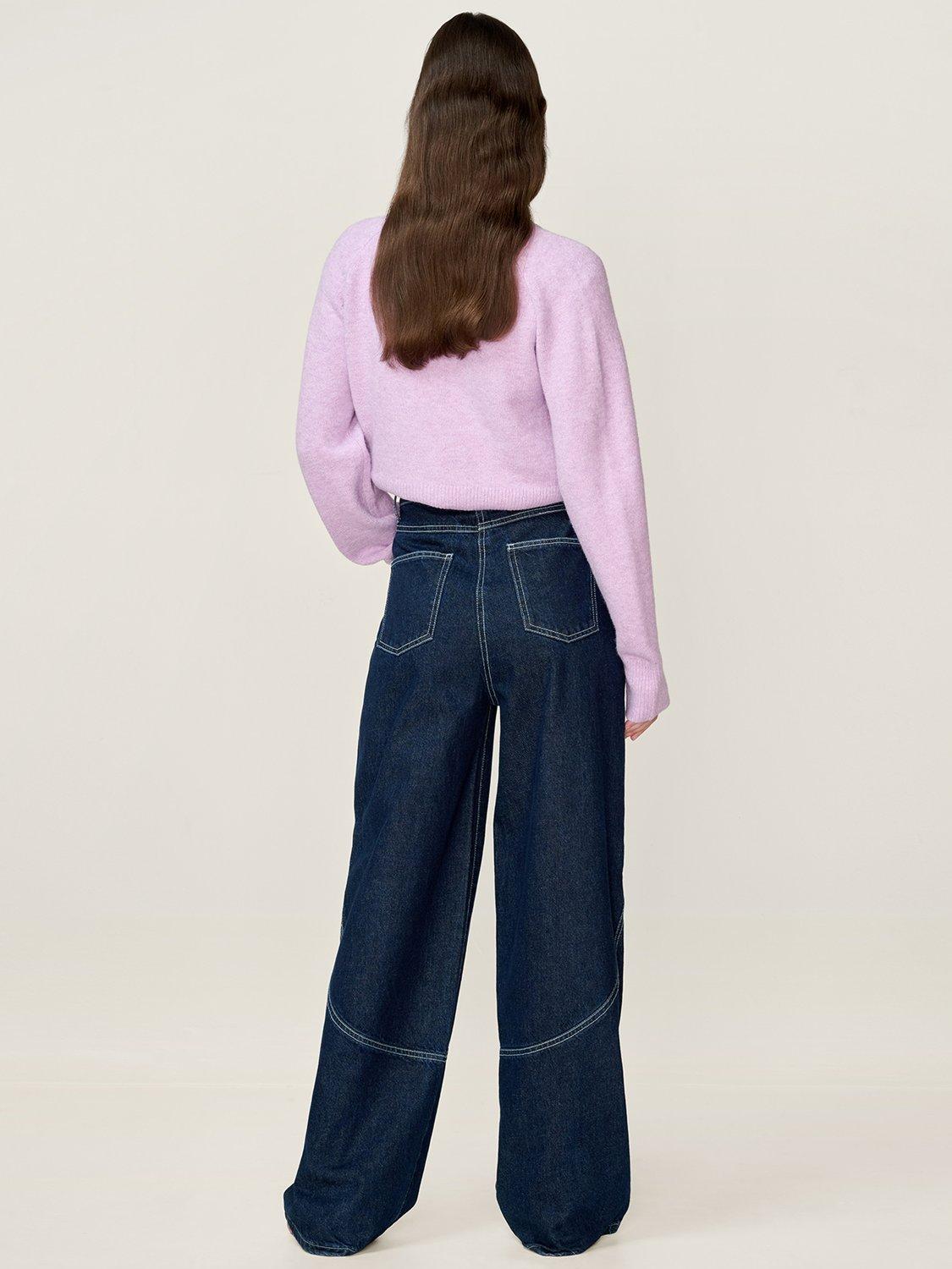 Product image 3 of 4, which shows OMNES Zola Barrel Leg Jeans, Dark Indigo Wash, 6