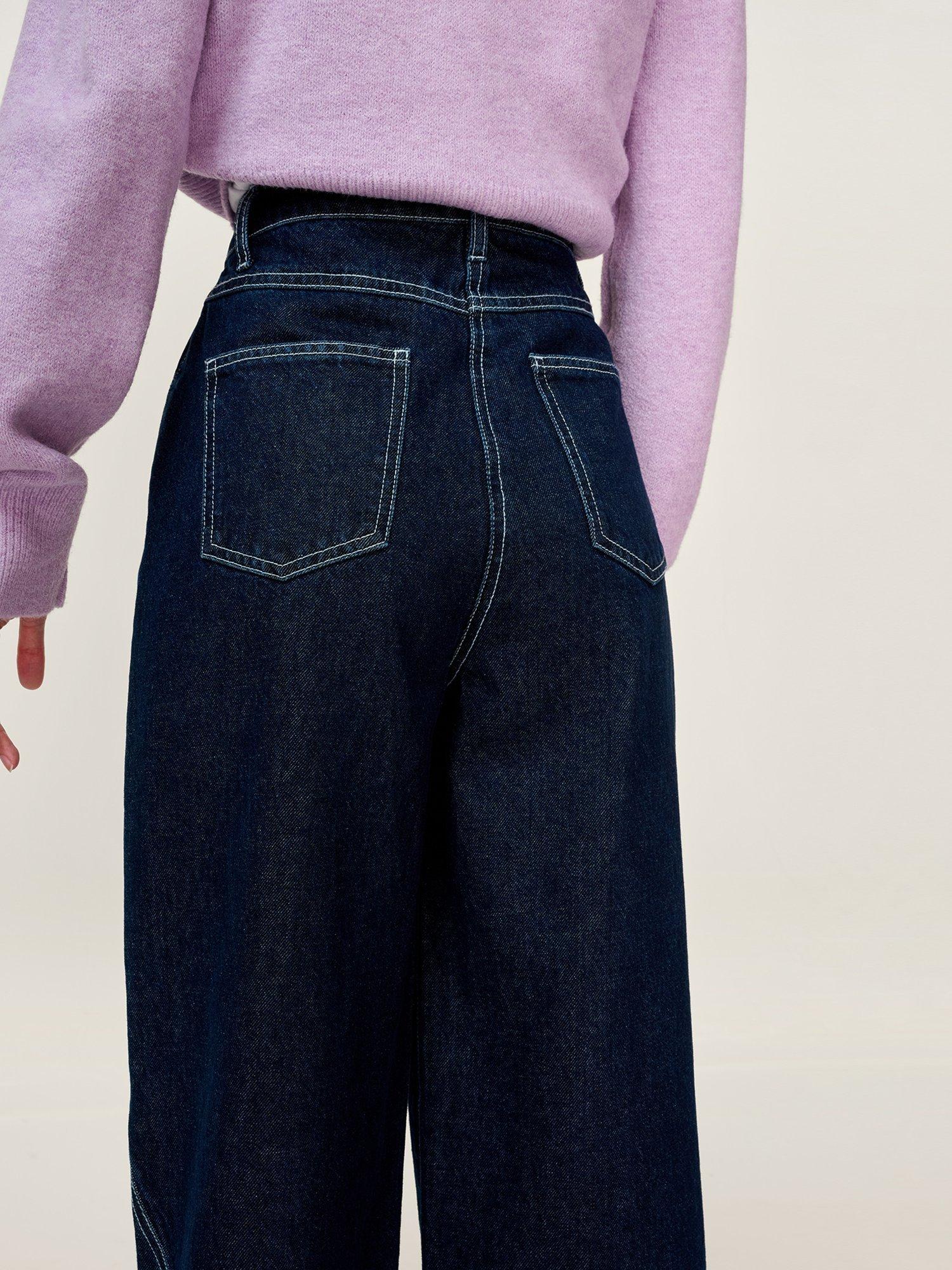 Product image 4 of 4, which shows OMNES Zola Barrel Leg Jeans, Dark Indigo Wash, 6