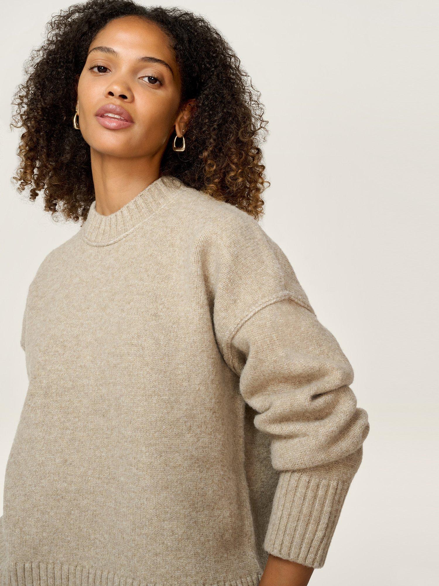 Product image 3 of 4, which shows OMNES Clementine Wool Blend Crew Neck Jumper, Oatmeal, XS