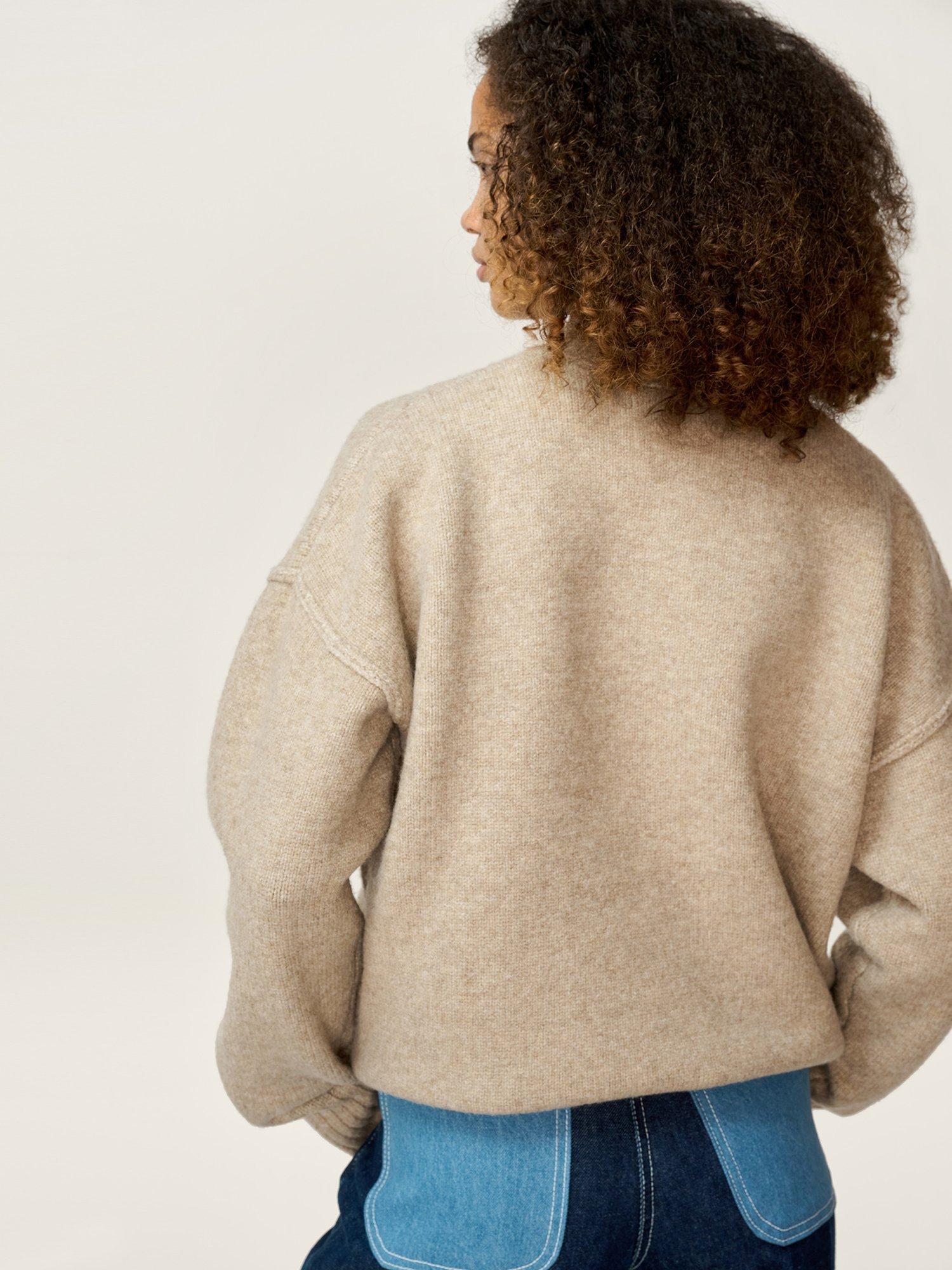 Product image 4 of 4, which shows OMNES Clementine Wool Blend Crew Neck Jumper, Oatmeal, XS