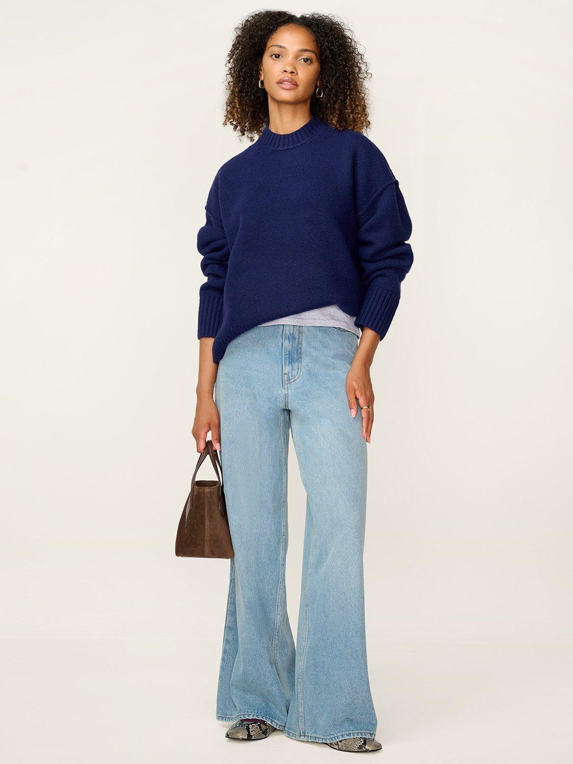 Product image 1 of 4, which shows OMNES Clementine Slouchy Jumper, Navy, XS