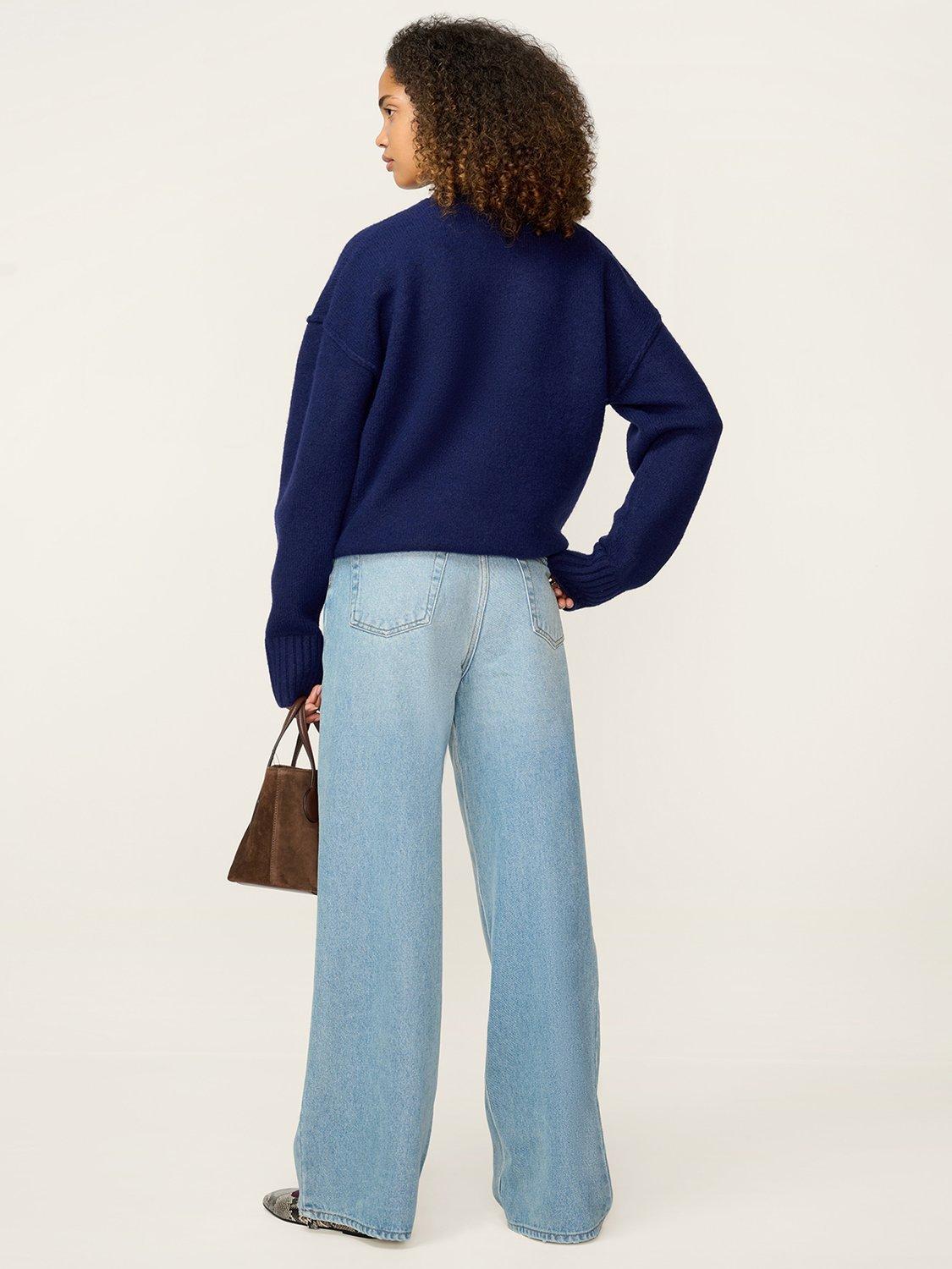 Product image 3 of 4, which shows OMNES Clementine Slouchy Jumper, Navy, XS