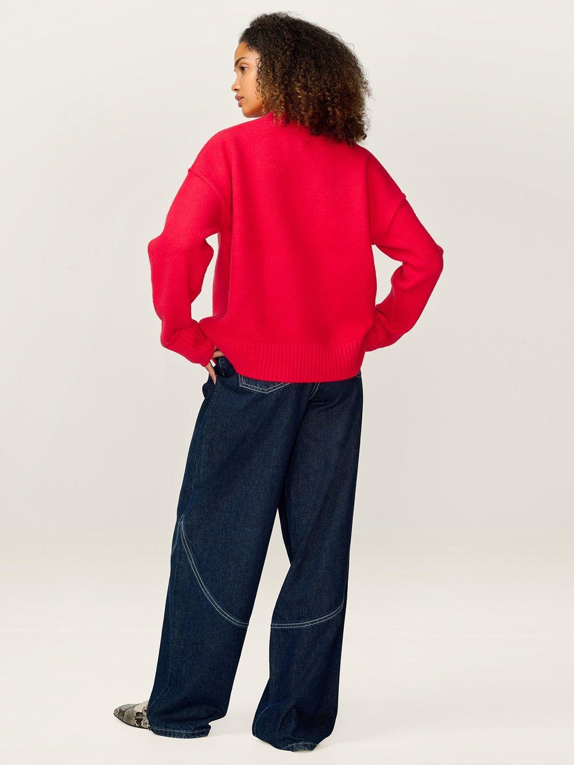 Product image 3 of 11, which shows OMNES Clementine Slouchy Jumper, Red, XS