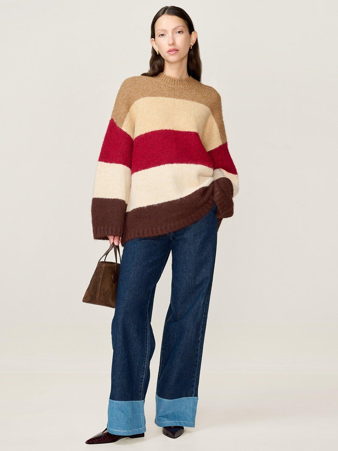 Product image 1 of 5, which shows OMNES Constance Stripe Jumper, Multi, XS