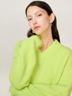 OMNES Daria Chunky V-Neck Jumper, Green, Green