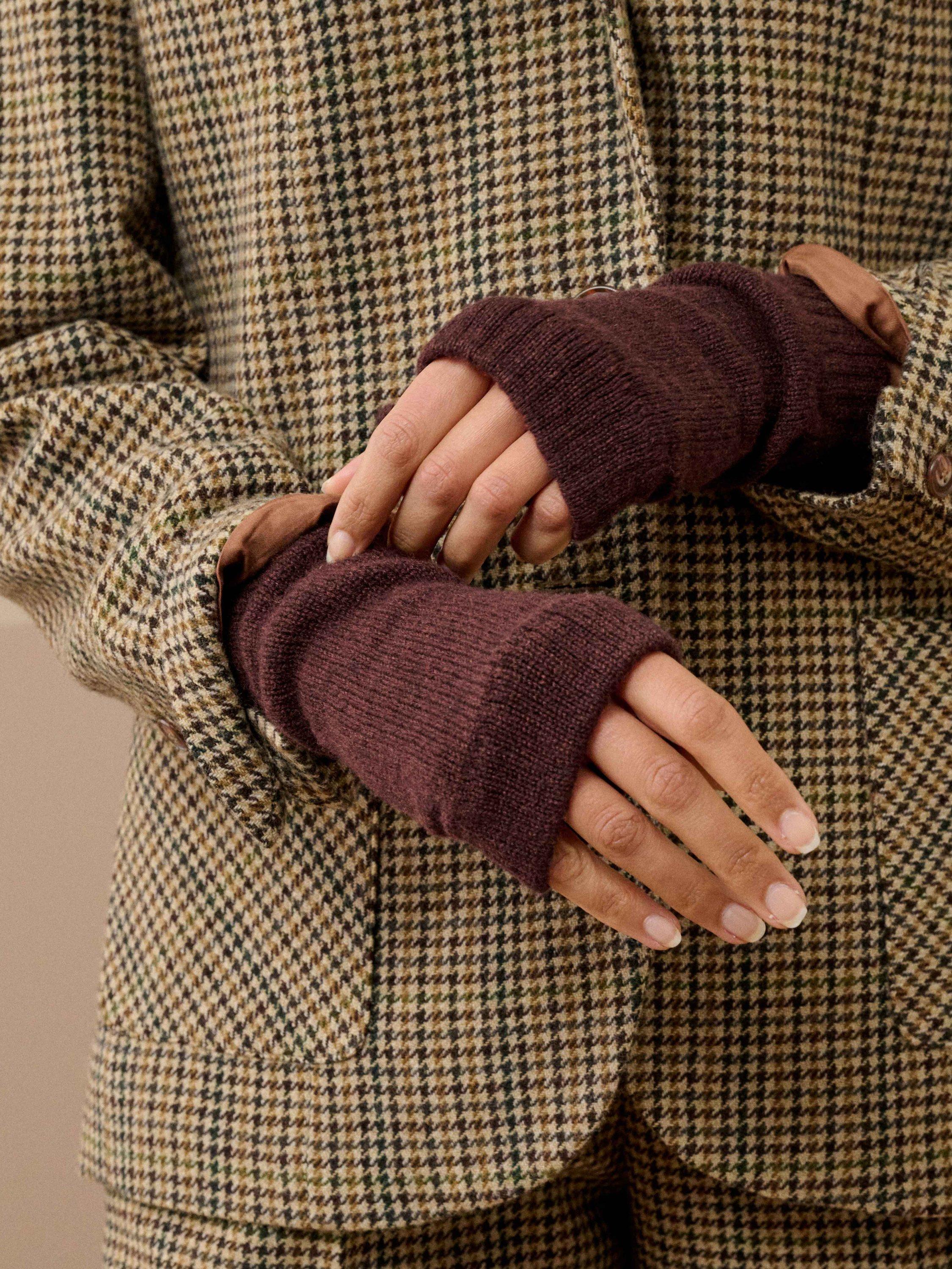 Product image 2 of 2, which shows Brora Pure Cashmere Wrist Warmers, Malt, One Size