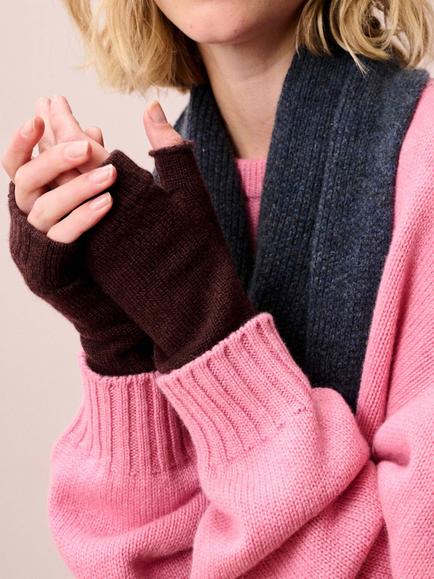 Brora Pure Cashmere Wrist Warmers - view 2, Malt