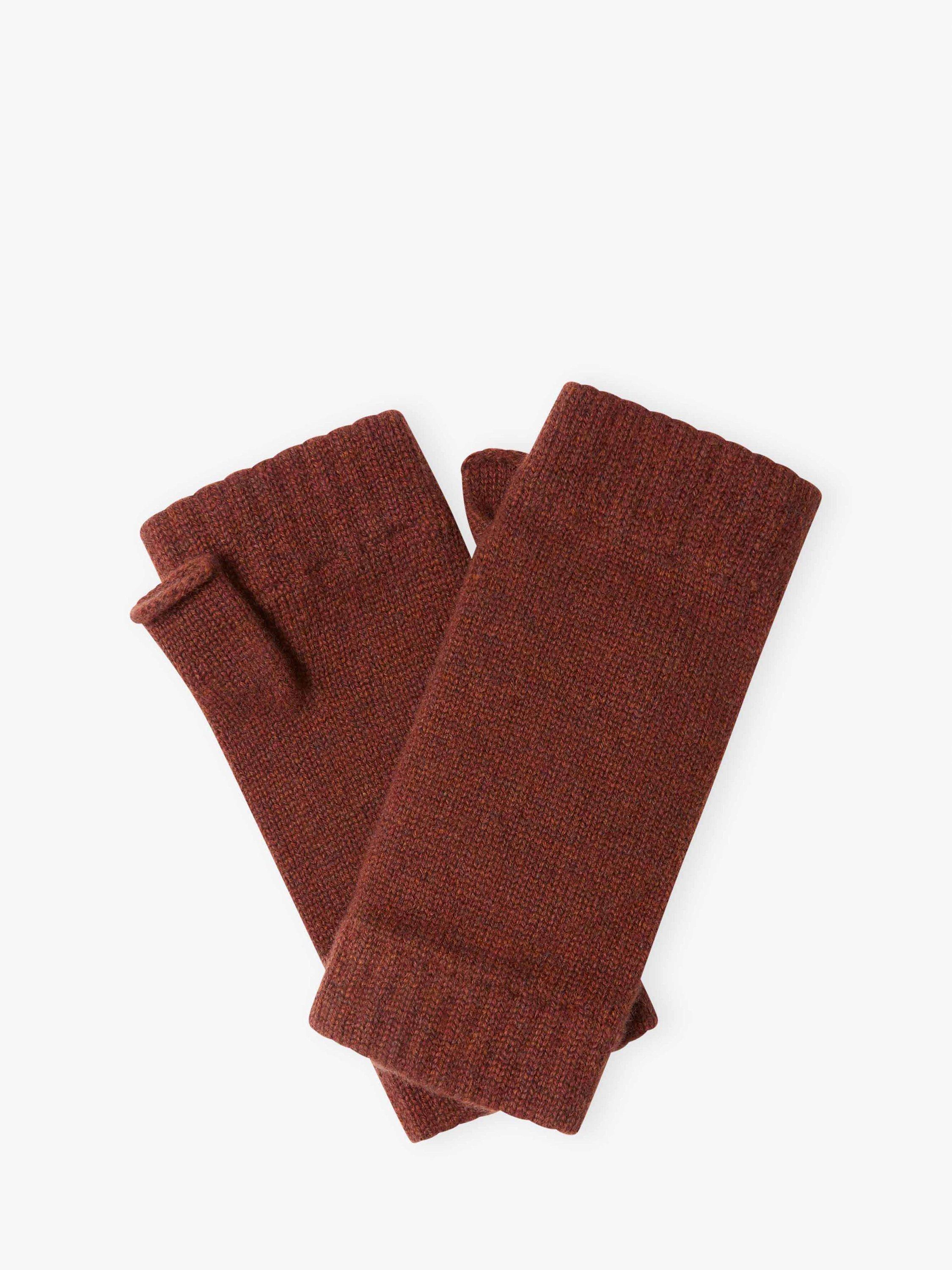 Product image 1 of 2, which shows Brora Pure Cashmere Wrist Warmers, Conker, One Size