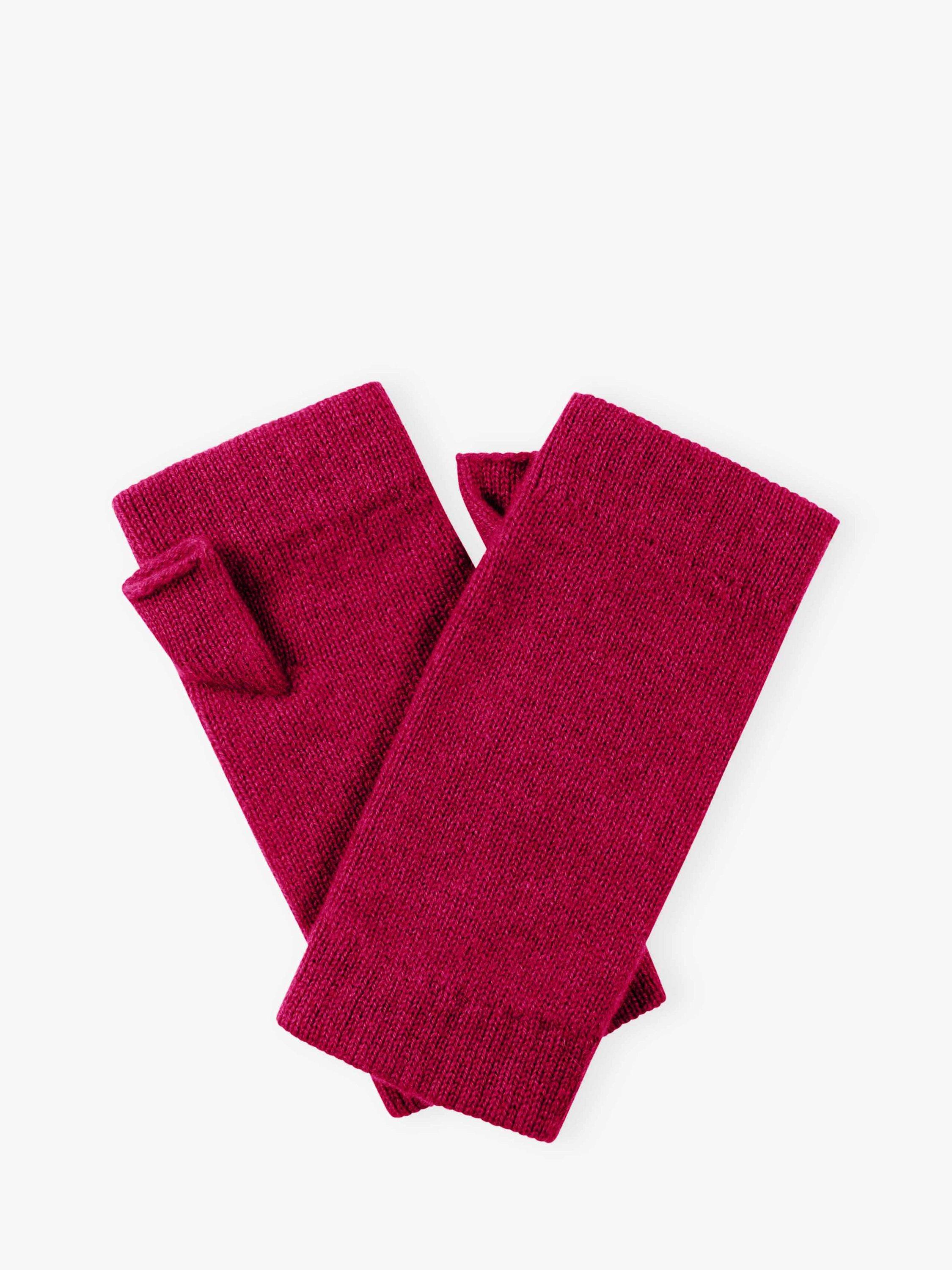 Product image 1 of 2, which shows Brora Pure Cashmere Wrist Warmers, Mulberry, One Size