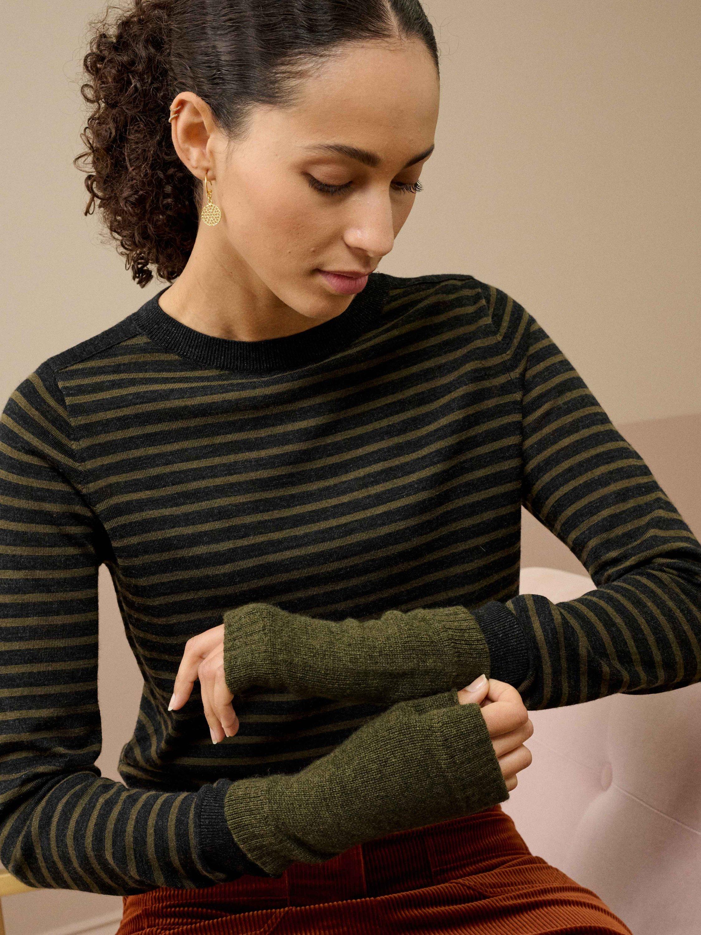 Product image 2 of 2, which shows Brora Pure Cashmere Wrist Warmers, Sorrel, One Size