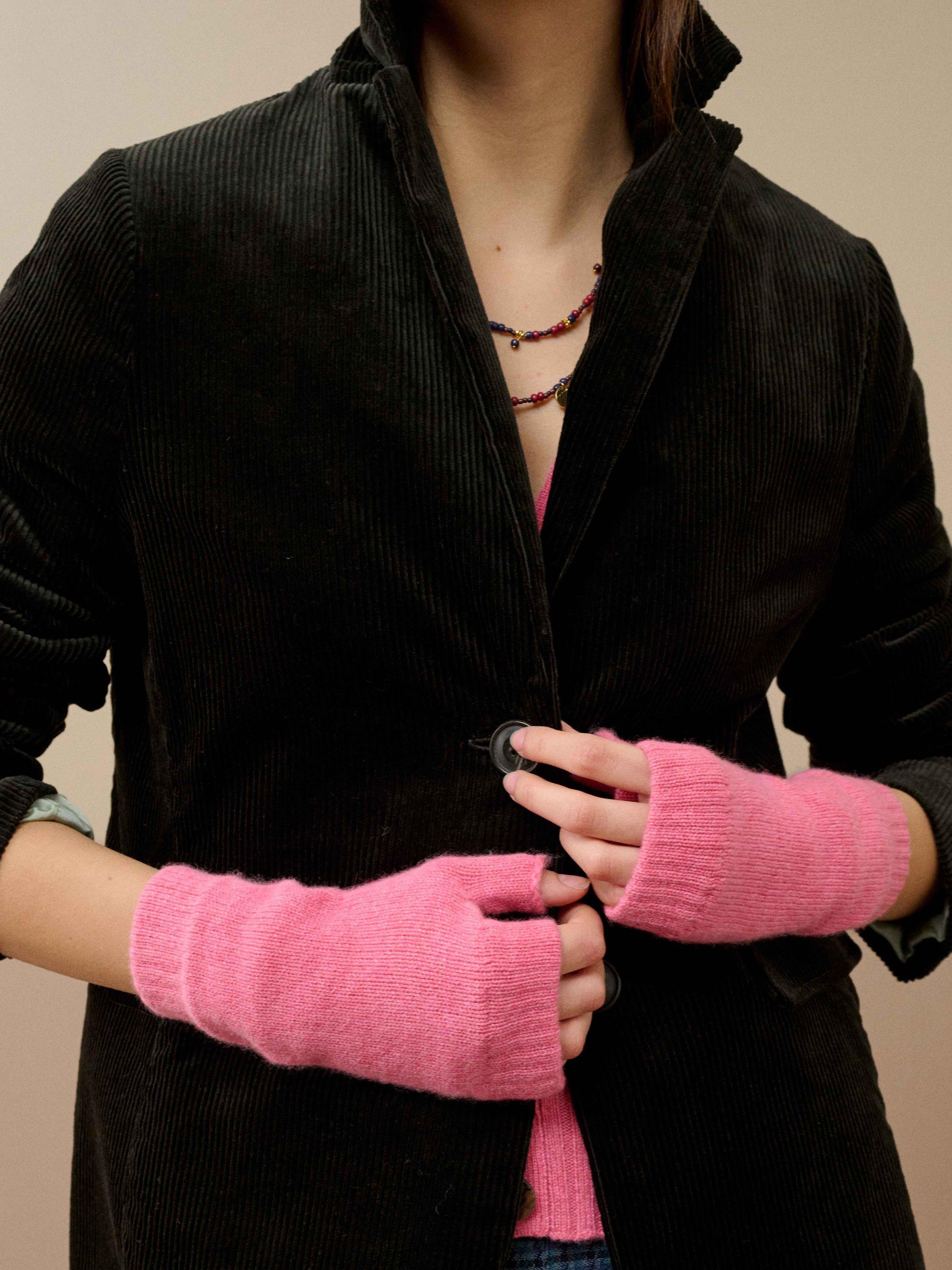 Product image 2 of 2, which shows Brora Pure Cashmere Wrist Warmers, Peony, One Size