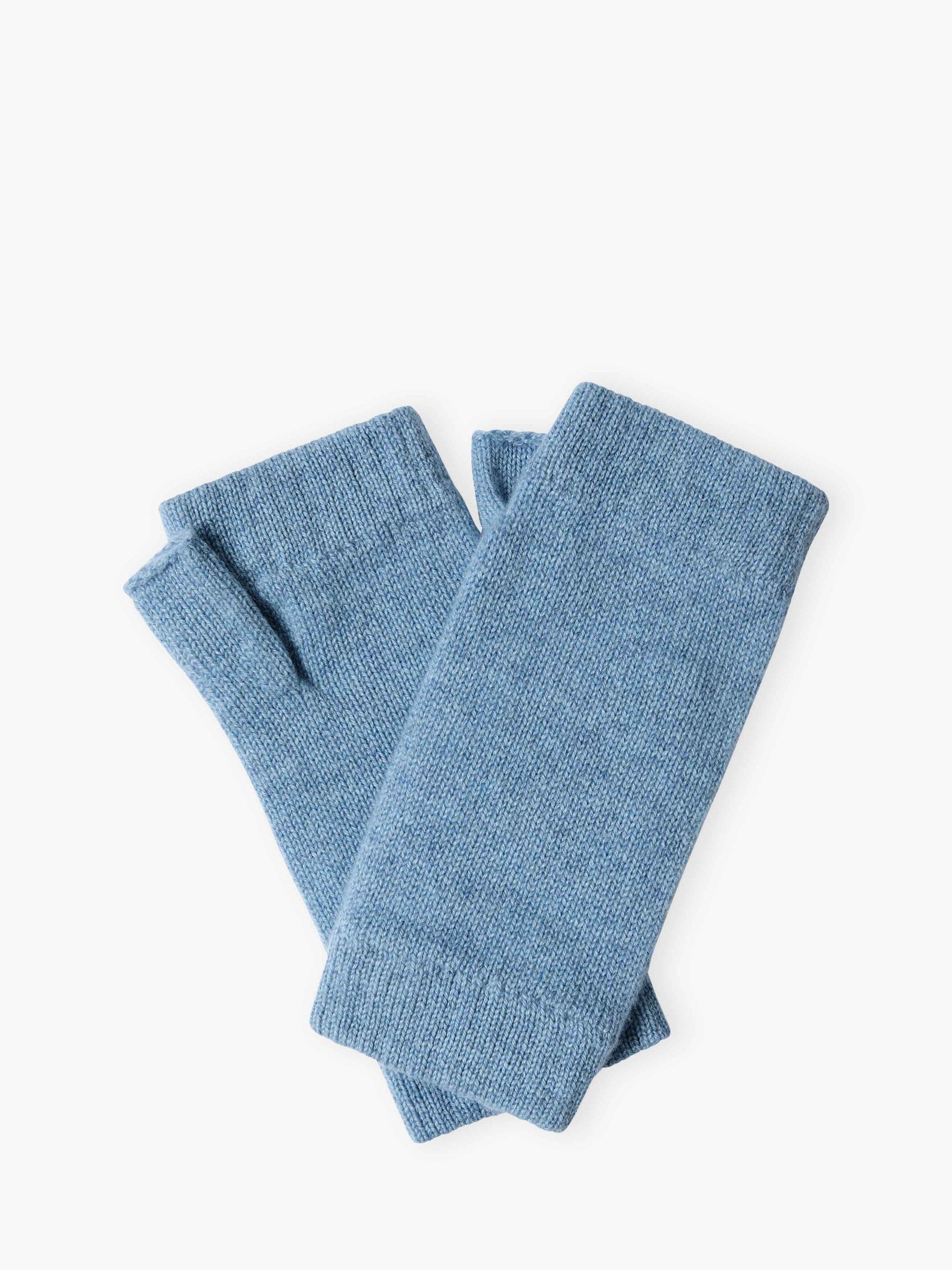 Product image 1 of 2, which shows Brora Pure Cashmere Wrist Warmers, Wedgewood, One Size