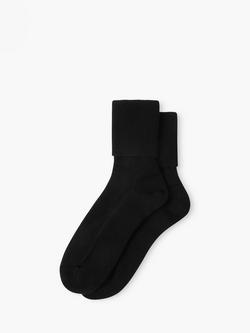 Brora Plain Cashmere Rich Socks, Black