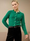 Brora Textured Alpaca Wool Rich Cardigan, Emerald