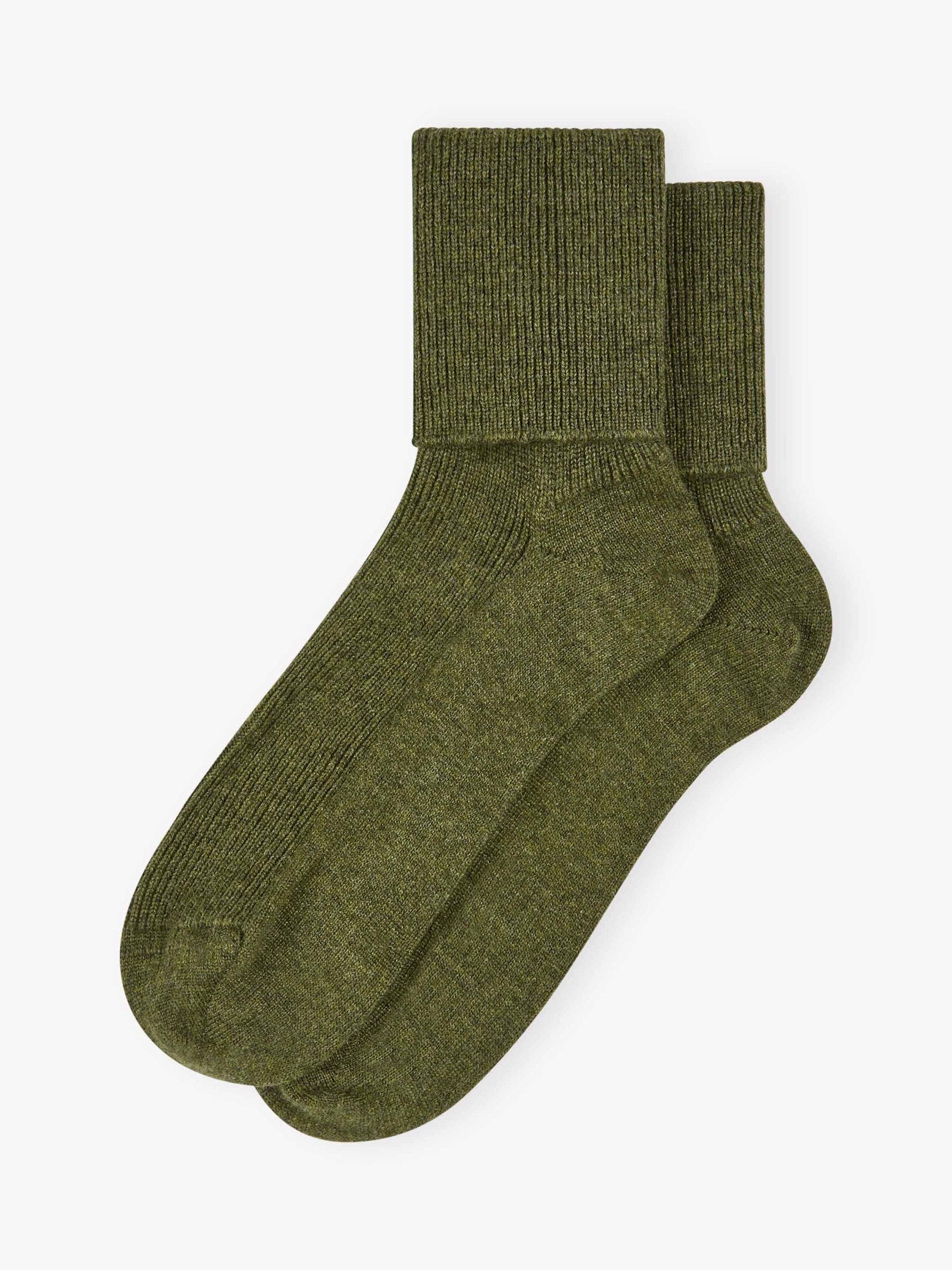 Product image 1 of 2, which shows Brora Plain Cashmere Rich Socks, Sorrel, 4-5