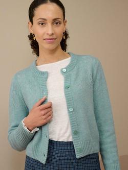 Brora Textured Alpaca Wool Rich Cardigan, Mist