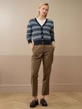 Brora Fair Isle V-Neck Pure Cashmere Cardigan, Midnight
